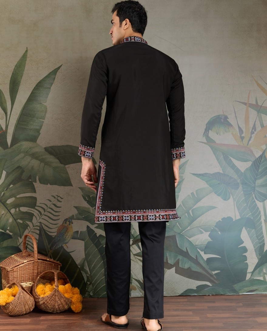 61305-black  - Colors of Tradition –  Black Statement Kurtas for Every Celebration